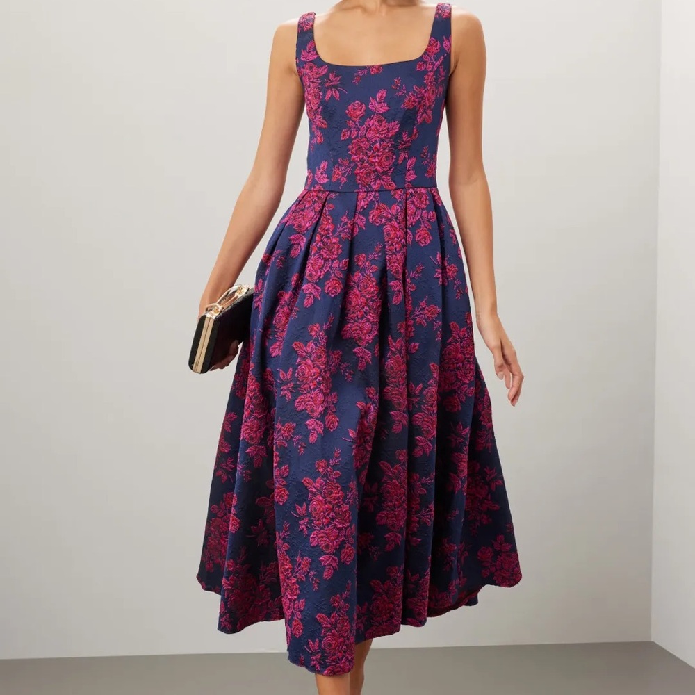 Ieena for Mac Duggal Floral Brocade Dress